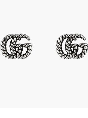 Gucci Silver Double G Rope Motif Stud Earrings